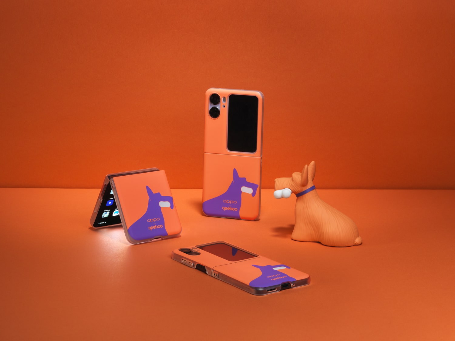 Orange OPPO Find N2 Flip case with Qeeboo Scottie